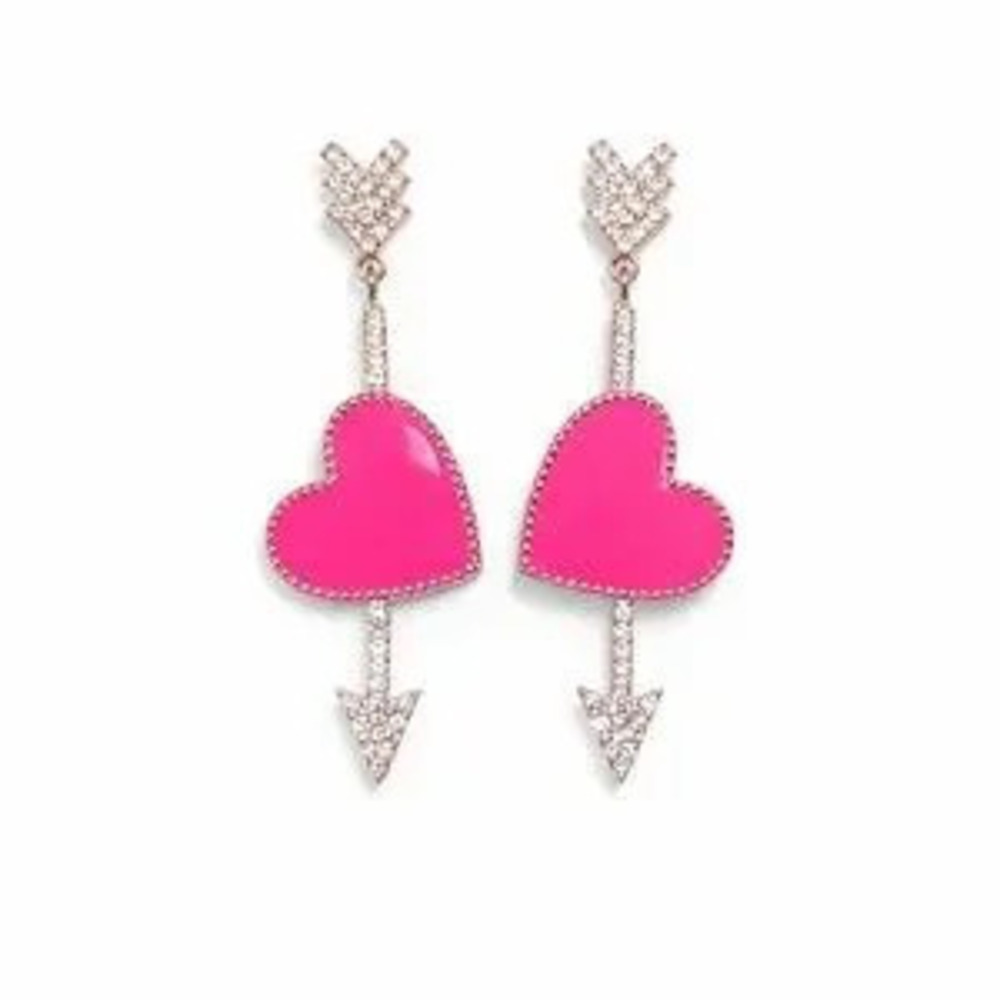 ?? Pink Heart Arrow Earrings